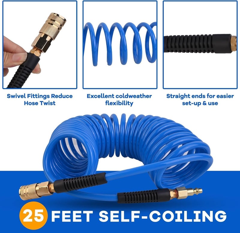 BOTSROOM Air Compressor Hose 25 ft 1/4" Air Hose Kit - Image 2
